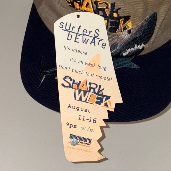 VINTAGE DISCOVERY CHANNEL SHARK WEEK STITCHED EMBROIDERED SHARK BASEBALL CAP HAT - Picture 12 of 15